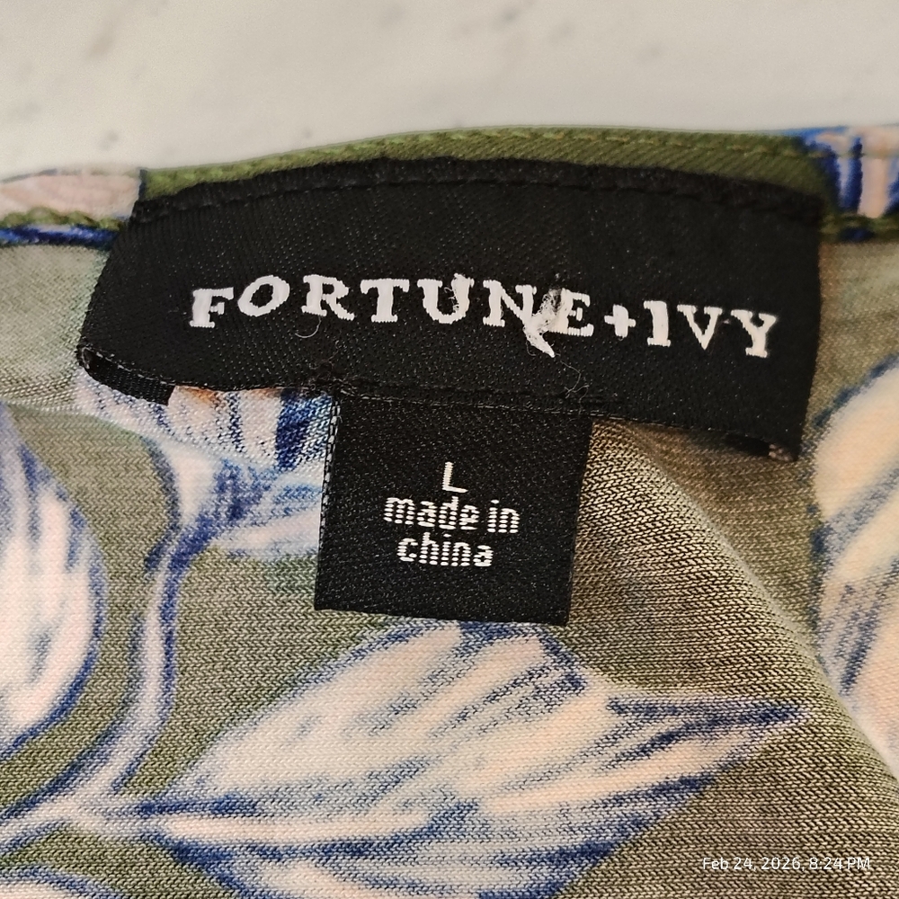 Fortune + Ivy Womens Size L Irene Faux Wrap Hi-Lo GREEN Floral Print Maxi Dress - Picture 3 of 7